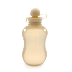 Reusable Silicone Baby Food Bag for Easy Feeding and Storage (For Beige)