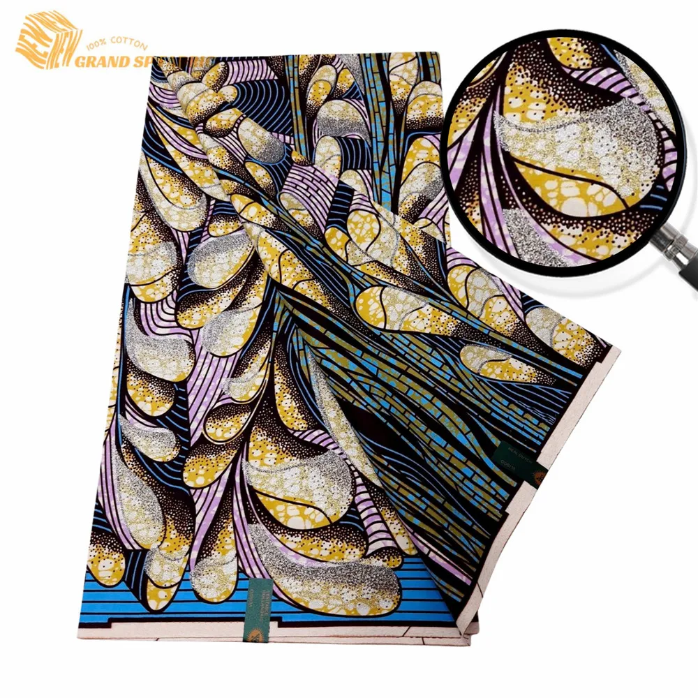 

Великолепная ткань из 100% хлопка, африканская восковая ткань, высокое качество, восковой принт, анкарская Ткань для шитья, 6 ярдов, Женская ткань VLS2059