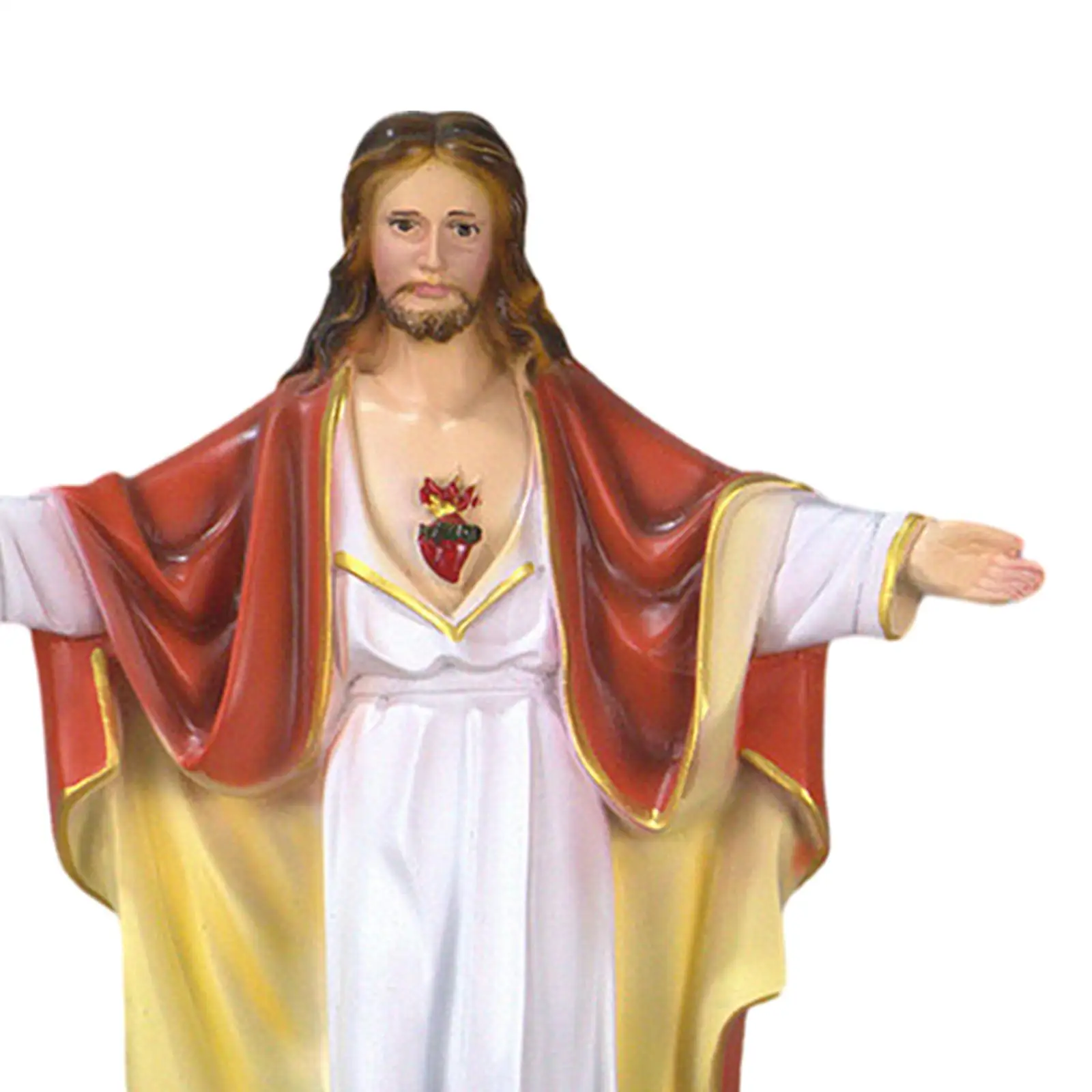 Jesus Resin Figures Sculpture Decorative 30cm Painted Savior Figurine Catholic Statue for Home Office Livingroom Fireplace