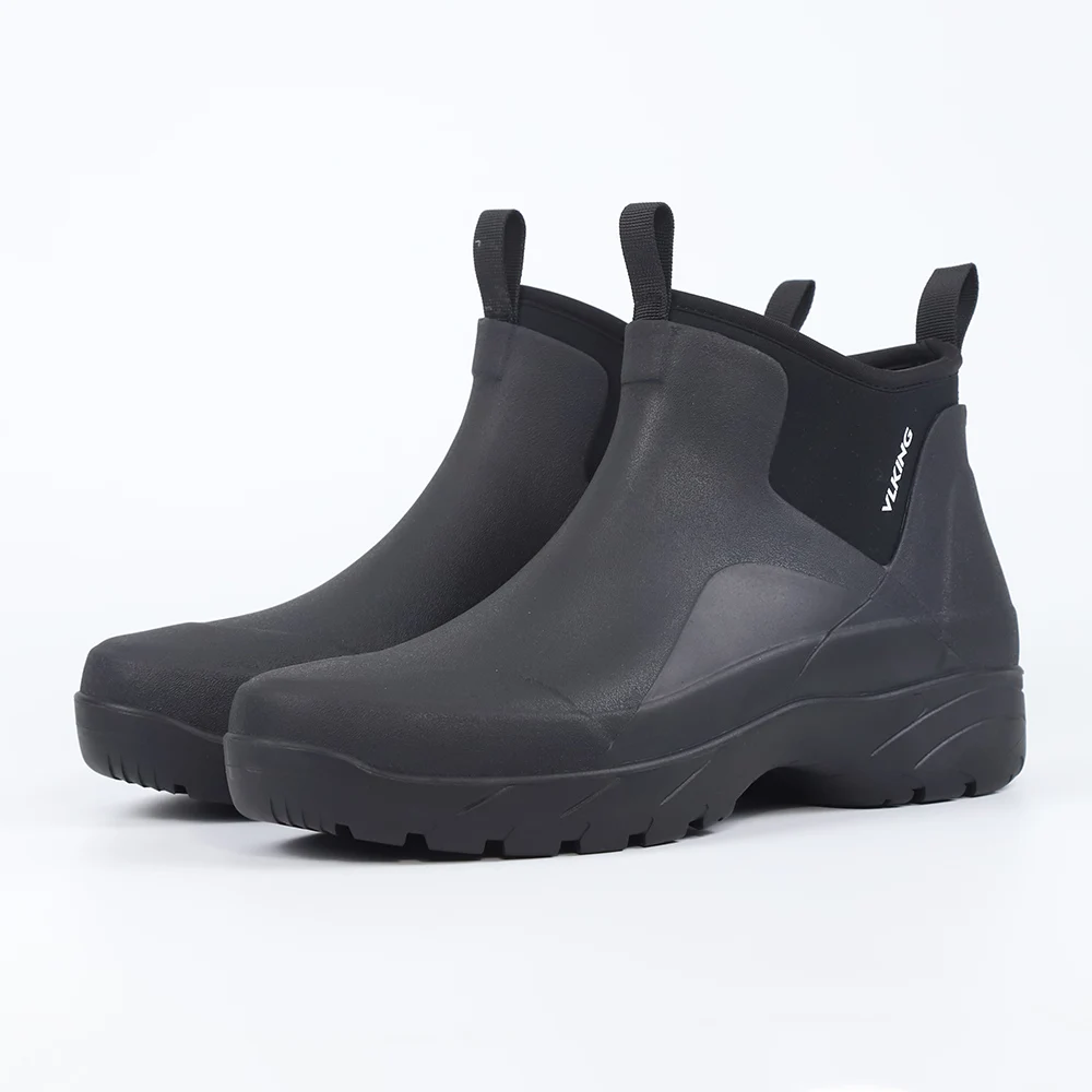 Viking black short boots - one-piece molded construction no glue