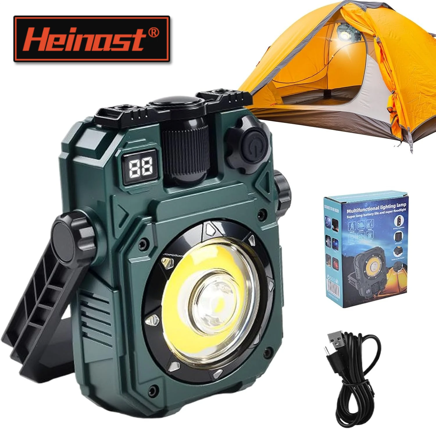 Versatile Magnetic LED Work Light - Solar Rechargeable, Waterproof, 5 Illumination Modes for Outdoor and Emergency Use