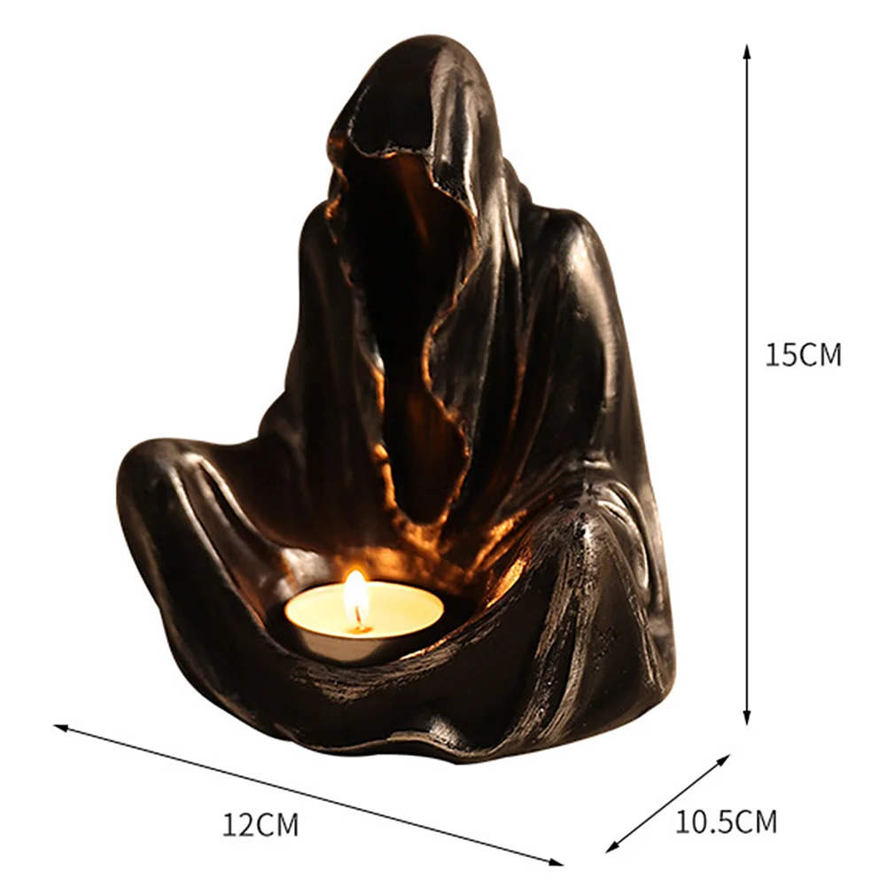 Resin Gothic Wizard Candle Holder for Halloween Decor