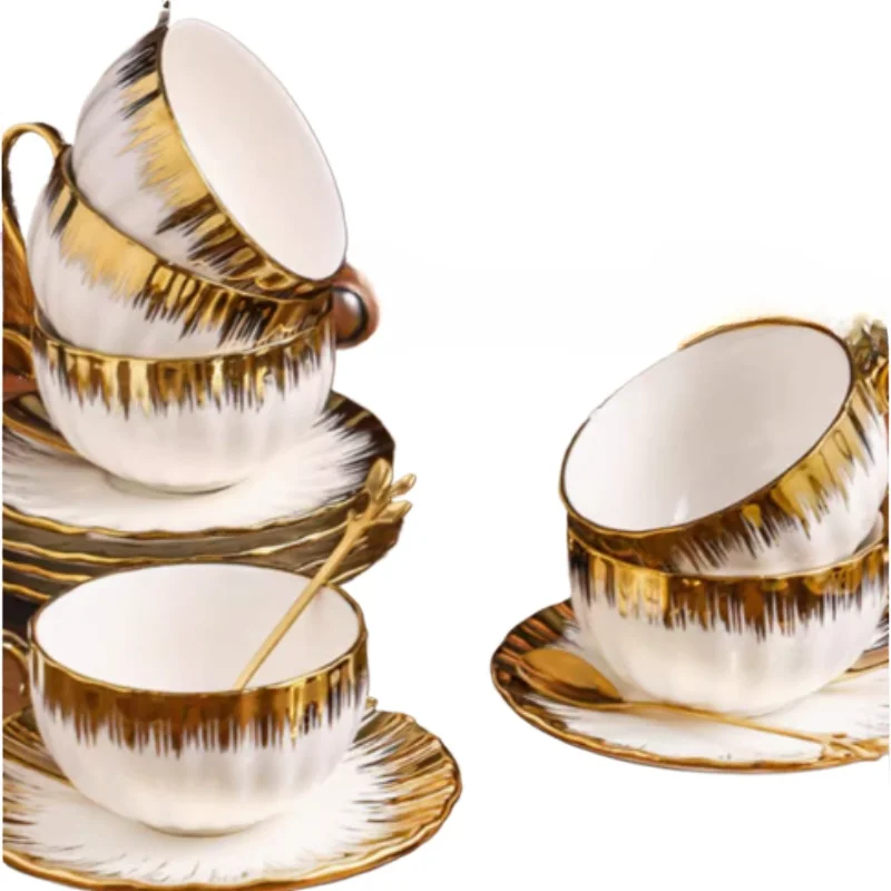 3-piece set, ceramic cup with sauce, espresso cup and sauce, ceramic coffee cup and gold jewelry sauce set, 2.5-ounce Demitas