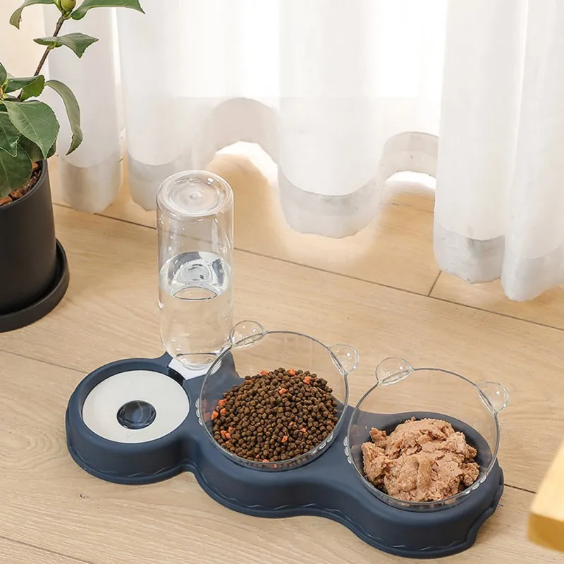 2-In-1 Cat Double Bowl Distributore D'Acqua Stoccaggio Automatico Dell'Acqua Pet Dog Cat Food Bowl Contenitore Con Abbeveratoio Per Animali Domestici