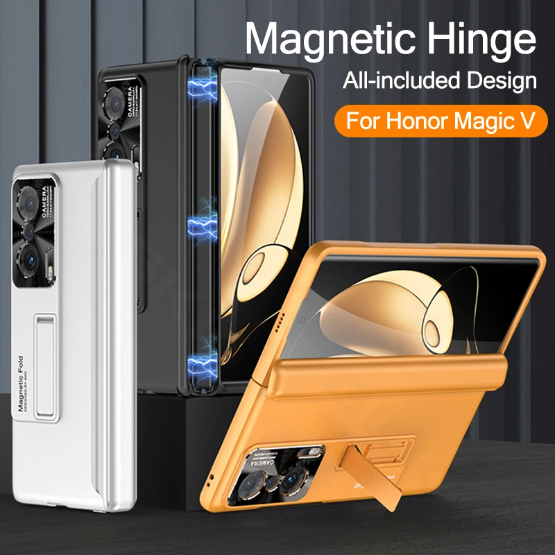 

GKK магнитный держатель с петлями чехол для Honor Magic V чехол 3 в 1 полный противоударный Матовый Жесткий чехол для телефона Honor MagicV Shell