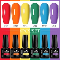6PCS Macaron Gel Nail Polish Spring Summer Candy Set Pink Blue Color For Manicure Semi Permanent Soak Off Nail Art Gel Varnish 1