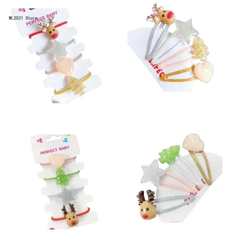 

Christmas Hair Tie Reindeer Hair Clip with Glitter Hair Clips Headpiece for Halloween Party Decoration