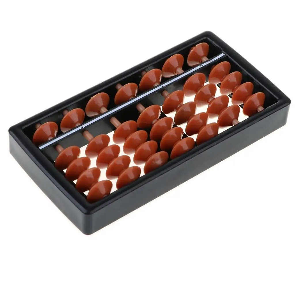 7 Rods Brown Beads Arithmetic Abacus Soroban Calculating Frame Kids Mathematical Teaching Aids Educational Toy
