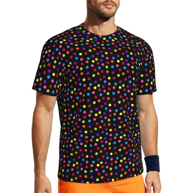 rainbow polka dot shirt