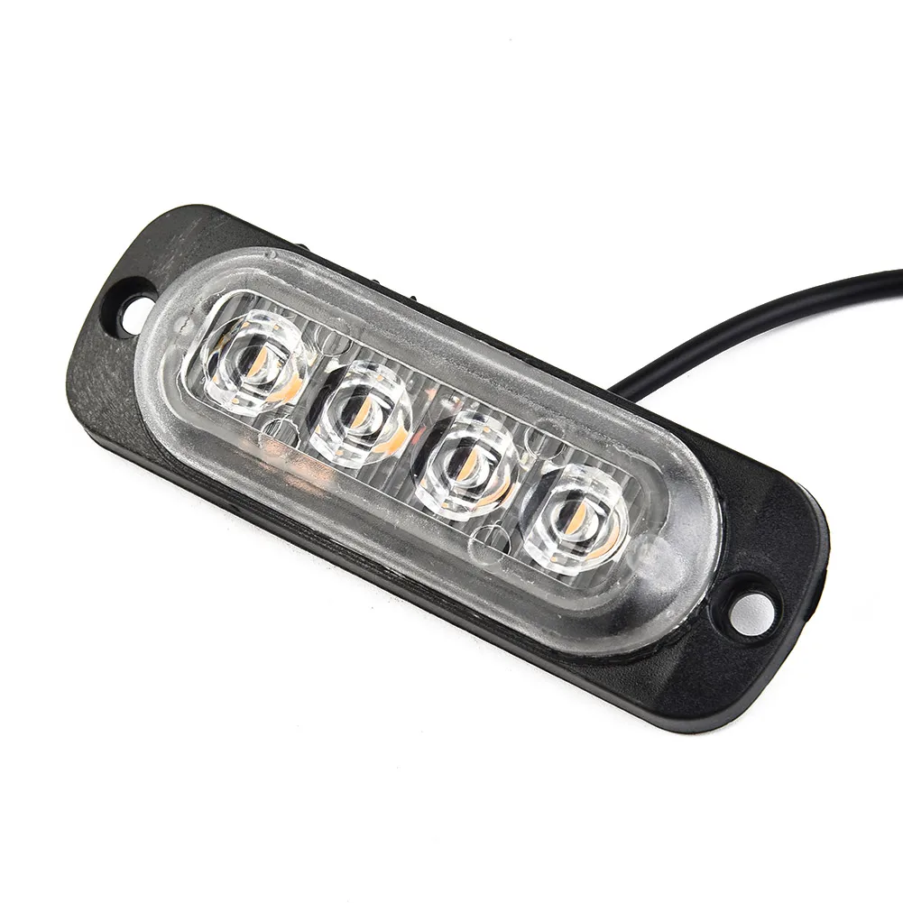 

Durable Car Urgent Light Accessories Parts Yellow Light 4pcs/light Beacon Lamp Black Shell+Transparent Lens Grille Light