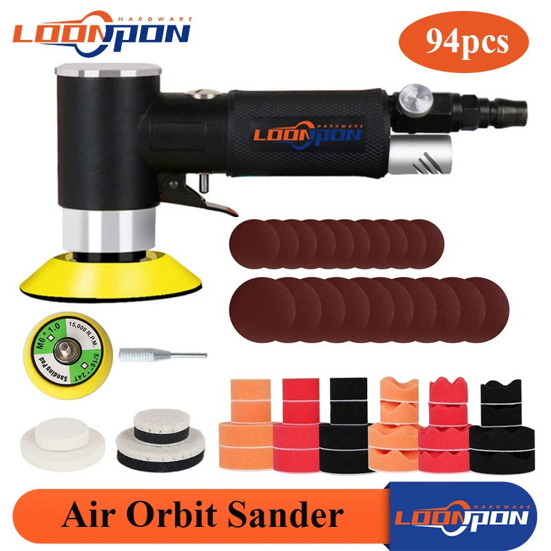 Loonpon Orbit Air Sander Mini Lucidatrice 2 "/3" Utensili Pneumatici Rettificatrice Set Air Tool Per Lucidatura Auto Ceretta Rimozione Ruggine