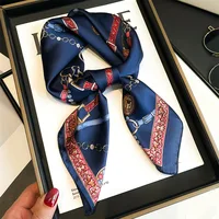 Luxury Chain Print Small Square Scarf Simulated Silk Thin Neck Scarf Fashion Sunscreen Headscarf For Women 70x70cm - Image 3