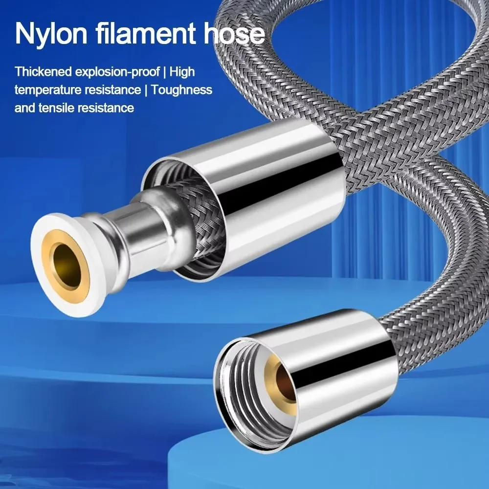 Plumbing Hose Shower Hose Plumbing Supply Hose 1.5/2.0 Meter Bathroom Nylon High Pressure Smooth Shower Hose Flexible Handheld Anti Winding GI/2 Universal Pipe Tube