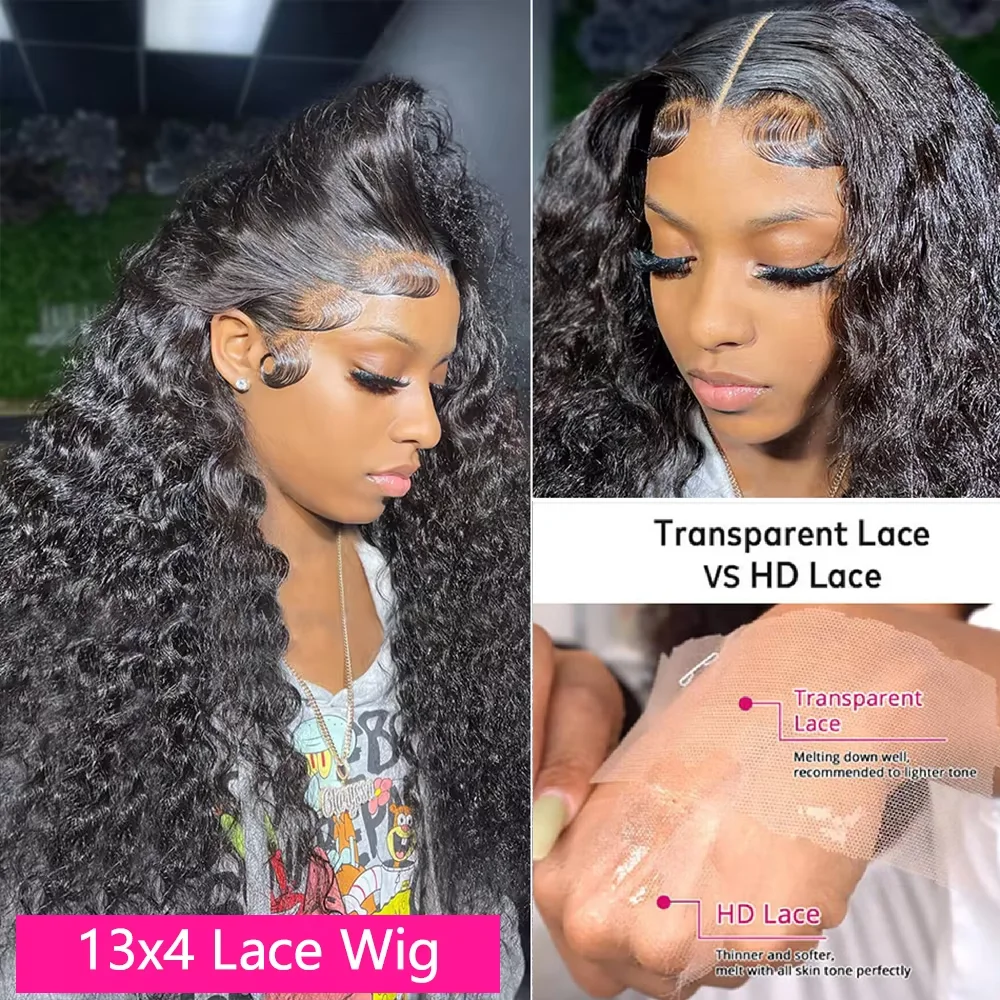 200% Density Deep Wave Wig 13x4 13x6 HD Transparent Lace Frontal Wig Curly Wave 5x5 Lace Human Hair Wigs For Black Women Human Hair Wig Lace Front Wig Human Hair Wigs Front Lace Wig