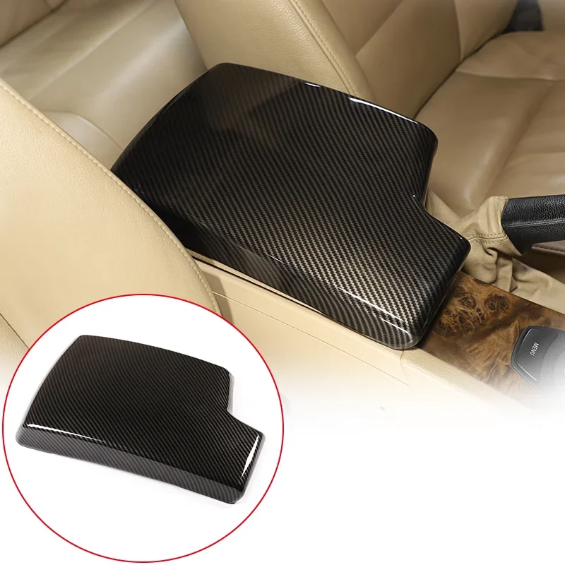 

For BMW 3 Series E90 2005-2012 ABS Carbon Fiber Texture Central Control Armrest Box Protective Cover Car Interior Accessories