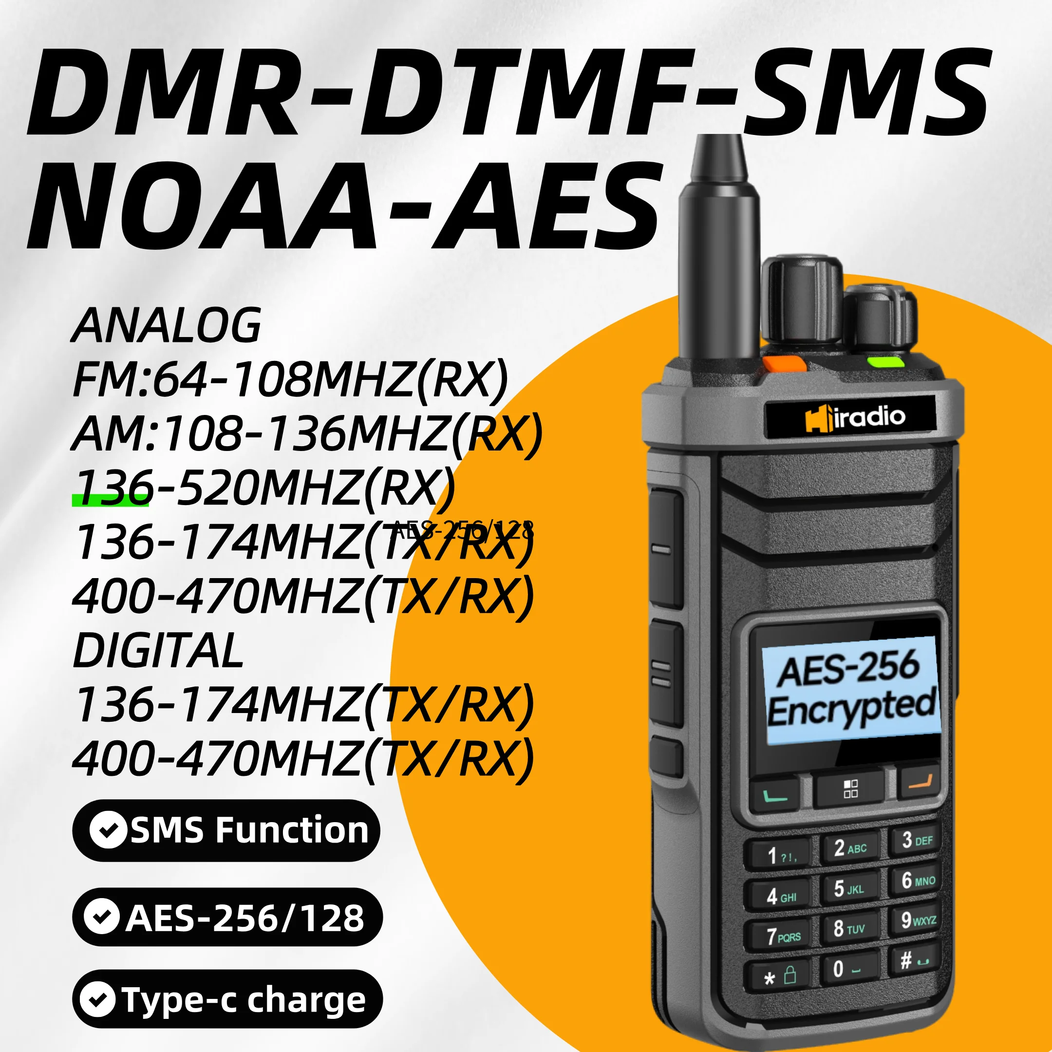 Iradio R5000 デジタルトランシーバー デュアルモード DMR/アナログ