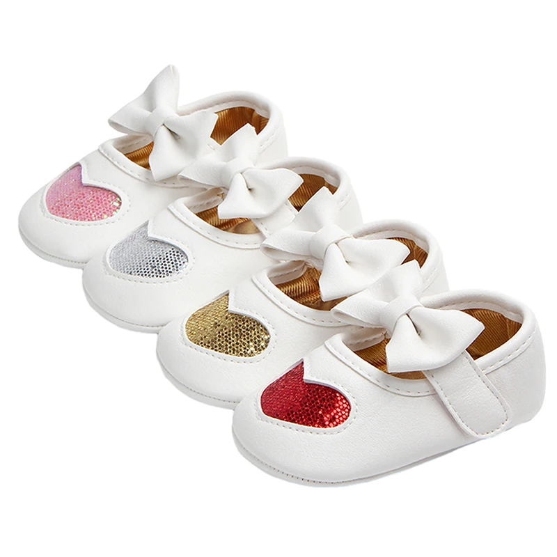 

Baby Girls Summer Mary Jane Flats Non-Slip Sequin Heart Princess Dress Shoes Infant Crib Shoes