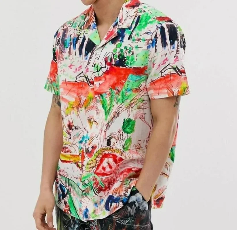 Men Clothing 2022 Summer New Men\'s Short-sleeved Printed Shirts Hawaiian Beach Fashion Lapel Men\'s Shirts
