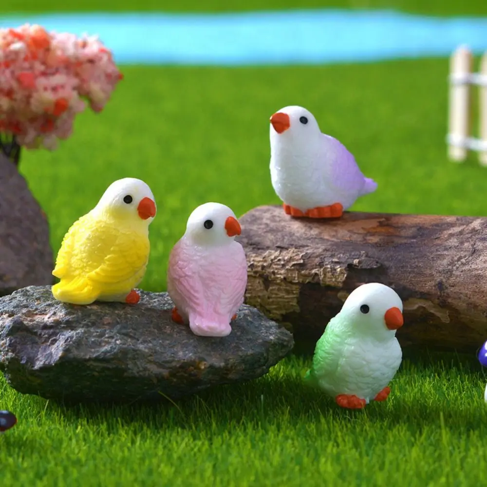 Cartoon Cute Mini Parrot Micro Landscape Gardening Potted Plant Ornaments Colorful Resin Little Animal Model