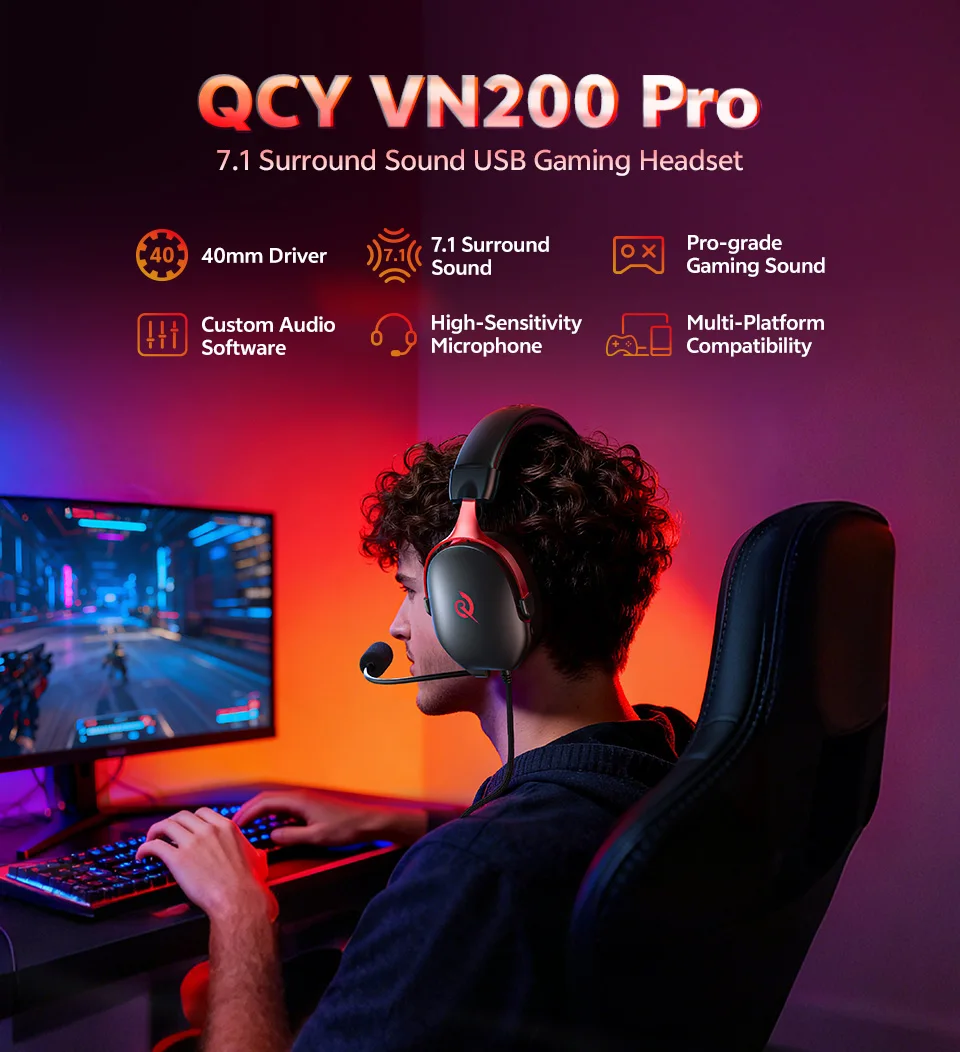 QCY VN200 Pro gaming headset overzicht