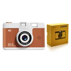 Enhanced 4K Retro Digital Camera with Wireless WiFi & 16x Zoom for Instant Thermal Imaging (Brown)