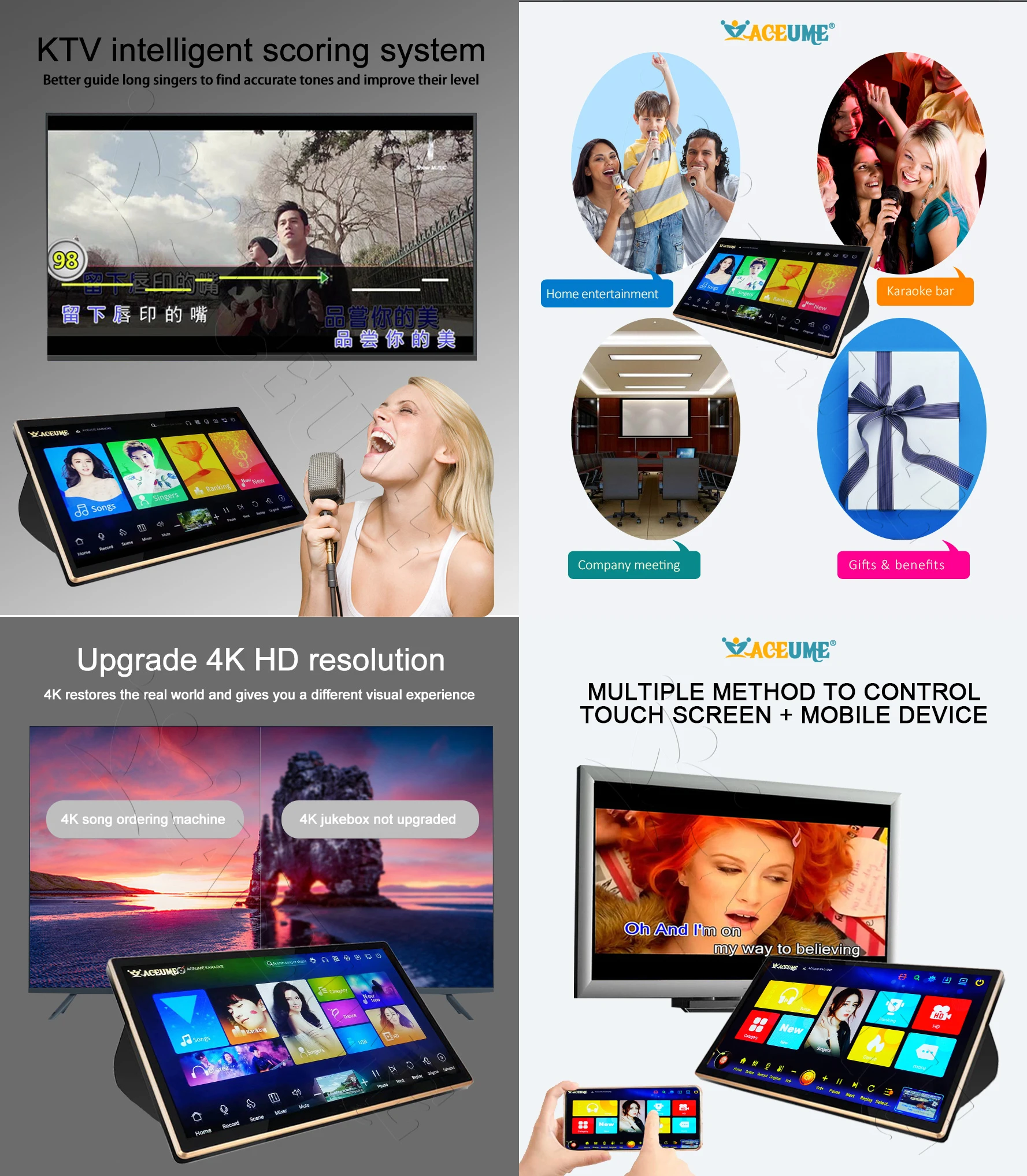 DSKM84-5TB HDD 89K Chinese English Vienamese Cantonese TaiwaneseSongs 19" Desktop Touch Screen Karaoke Player Free MIC Include