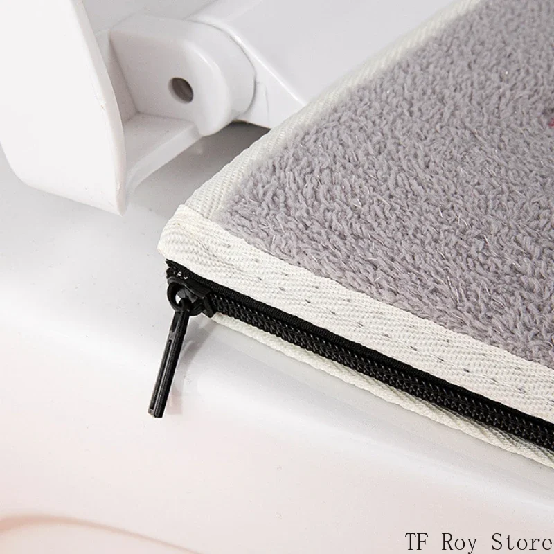 Peach Pattern Thickened Toilet Mat Universal Waterproof Zipper Embroidered Toilet Cover Home Toilet Seat Cushion Four Seasons 4