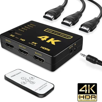 5x1 HDMI 스위처 4K 1080P 5x1 3x1 HDMI 스위치 선택기 PS4/3 TV 박스 HDTV PC 용 원격 제어가있는 5 인 1 출력 비디오 분배기