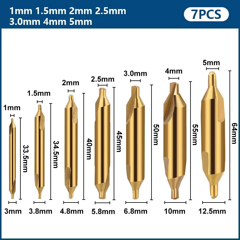 Combined-Center Bohrer HSS Bohren 6 stücke Countersinks Winkel Bit 1.0/1.5/2.0/2.5/3.5/5mm Für Metallbearbeitung Werkzeuge Metall Bohrer – Detail 5