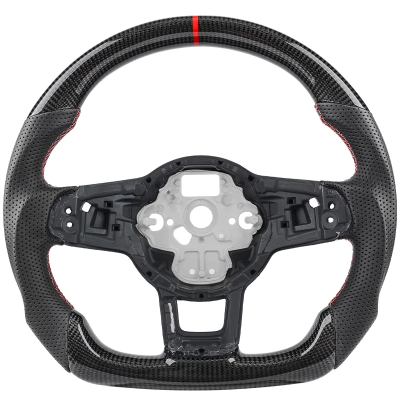 폭스 바겐 골프 7 MK7 7.5 GTI GTD GTE R 2013-2020 폴로 GTI Tiguan Passat DSG 탄소 섬유 스티어링 휠 천공 가죽