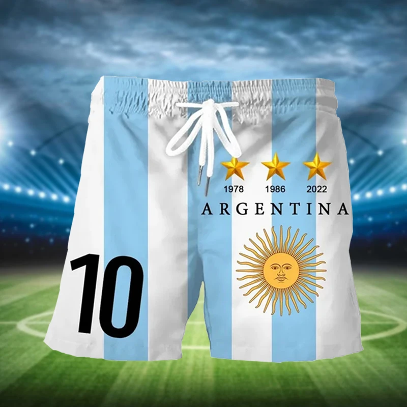 

Argentina Flag 3D Print Beach Shorts For Men Argentine National Emblem Graphic Short Pants Summer Gym Sport Quick Drying Trunks