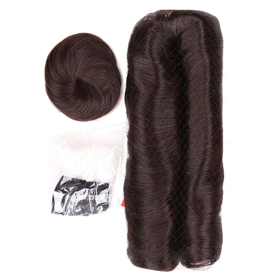 human hair weave bundles with free part closure 3" 4" 5" 28 pieces bump human hair weaving extension one pack for full head