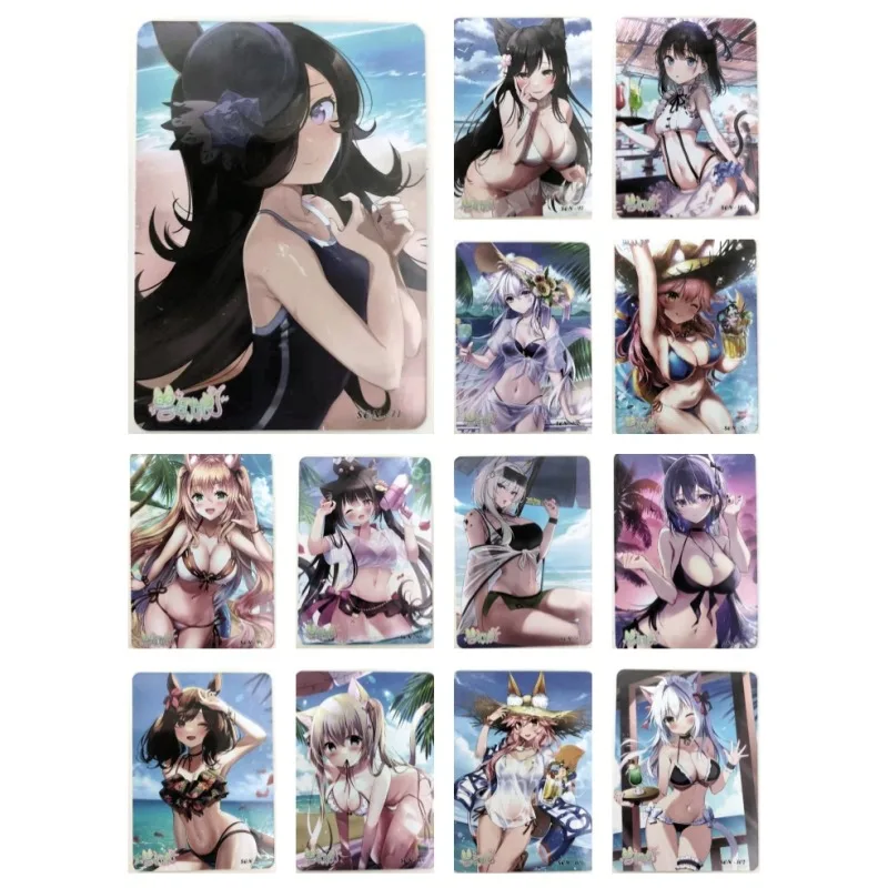 

ACG Sexy Cat Ear Girl Swimsuit Beach Feast Animation Characters Regular Card Anime Classics Game Collection Cards Toy Gift