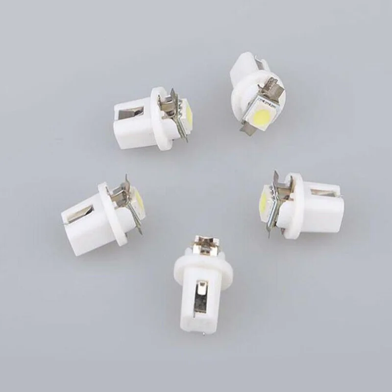 

10pcs/set T5 B8.5D Dashboard Gauge LED Instrument Panel Lights 5050 SMD White 12V DC Signal Lamp Low Power Consumption