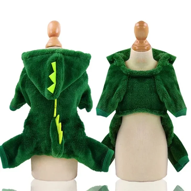 Pet Cat Dog Halloween Dog Clothes for Small Dogs Funny Dinosaur Cosplay Costume Winter Warm Cat Coat Fleece Hoodies Sweater 3