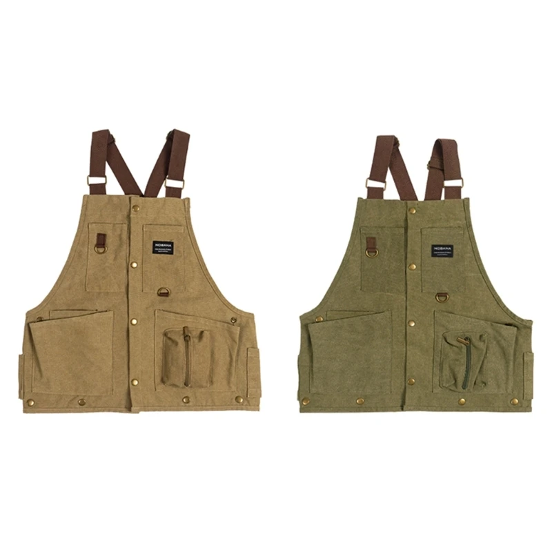 

Cooking Apron with Multi Pocket Apron Working Apron Vest Outdoor Multifunctional Dropship