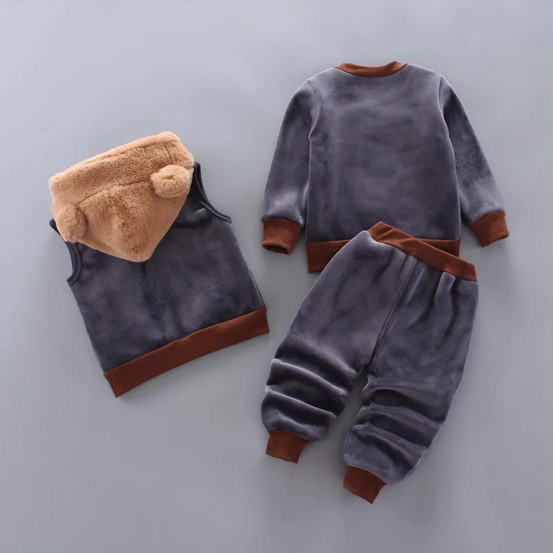 Toddler Baby Boys Girls Winter Autumn Clothes Baby Sweaters Coat + Pants + Hooded Vest Outfit Set Infant Warm Clothing Suits 3PCS kids clothing set girls clothing set boys clothing set boys vest set kids sweatshirt set