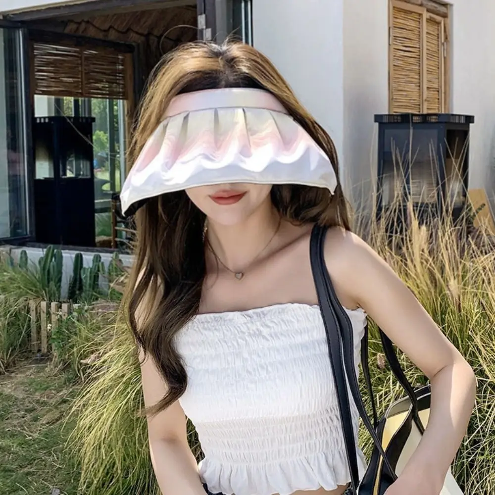 Outdoor Beach Cap Breathable Flower Visor Cap Big Brim Sweet Empty Top Hat UV Protection Korean Style Bucket Hat Summer