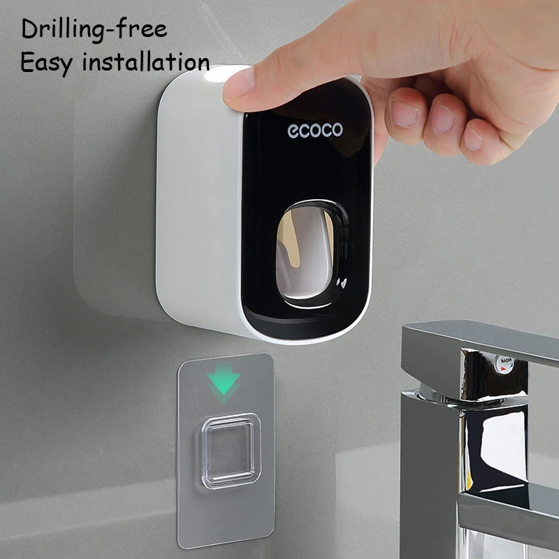 Toothpaste Dispenser Ecoco Automatic No Nail Bathroom Toothpaste Squeezer Punch Free Wall Mounted Accessories