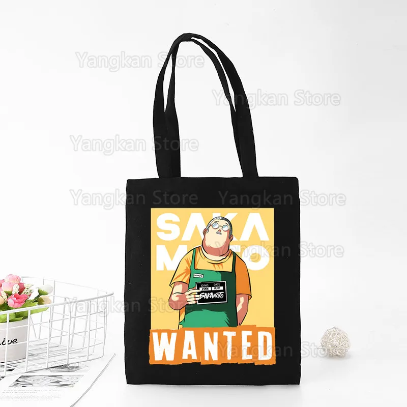 Sakamoto Days Handbags Cloth Canvas Tote Bag Black Shopping Travel Eco Reusable Shoulder Shopper Bags Bolsas De Tela