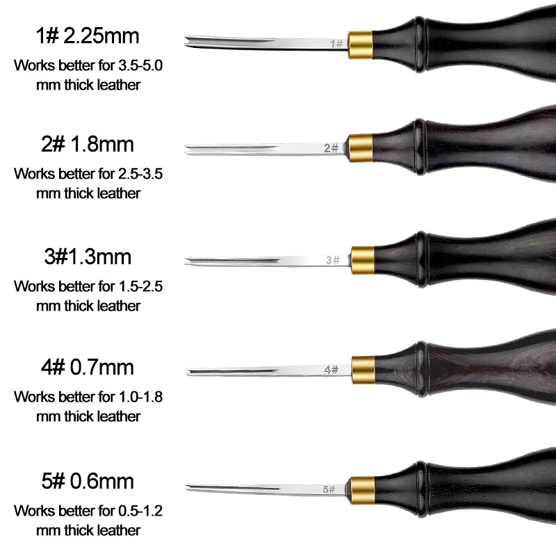 0.6 to 2.25mm Leather Edge Bevelers Wide Mouth Skiving Tool Wooden Handle For DIY Leather Craft Professional,leather skiving knife,leather tool,leather working tools,leather cutting tool,craft cutting tool