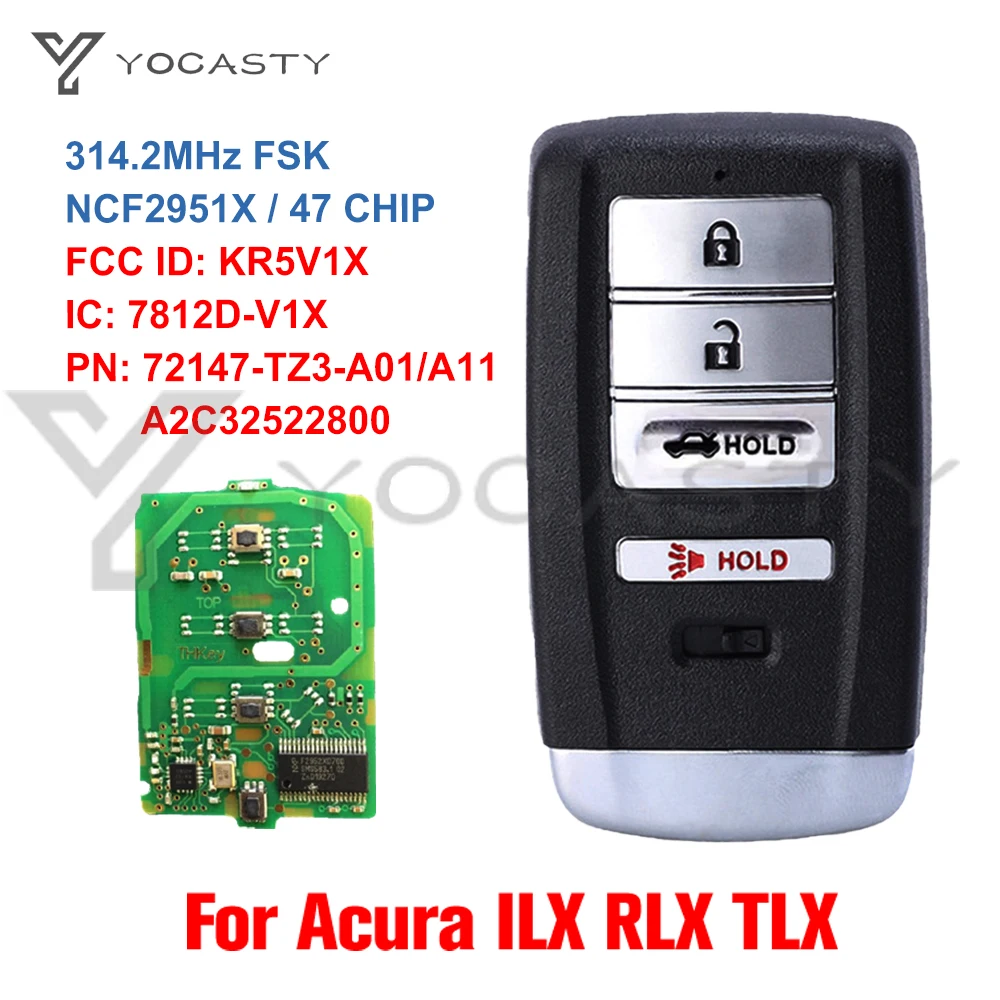 

Умный Автомобильный ключ yocпластика 72147-TZ3-A01/A11 A2C32522800 KR5V1X 72147-TZ3-A11 без ключа для Acura ILX RLX TLX 2015 2016 2018 2019 2020