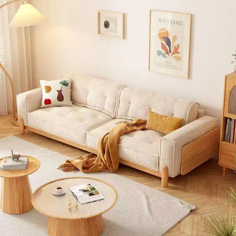

Диван Anx из массива дерева в японском стиле, минималистичный современный маленький тканевый диван для гостиной