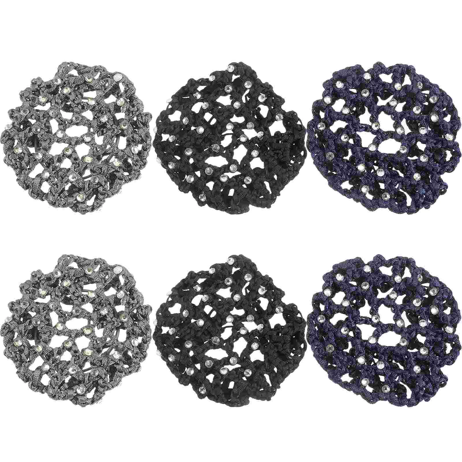 Ball Head and Ponytail Hair Band Nets for Women Buns Nurse Cover Covers Rhinestone ball head and ponytail hair band nets for women buns nurse cover covers rhinestone