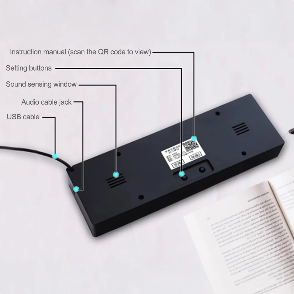 Colorful Voice-Activated LED Rhythm Light with Clock Display and Audio Level Indicator