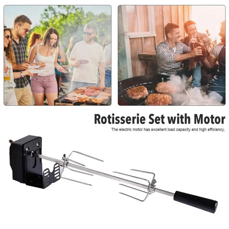 Multiuse Automatic Stainless Steel Rotisserie Kit BBQ Grill Rotisserie Set With Motor Outdoor Spit Roaster Rod For Campe Cooking