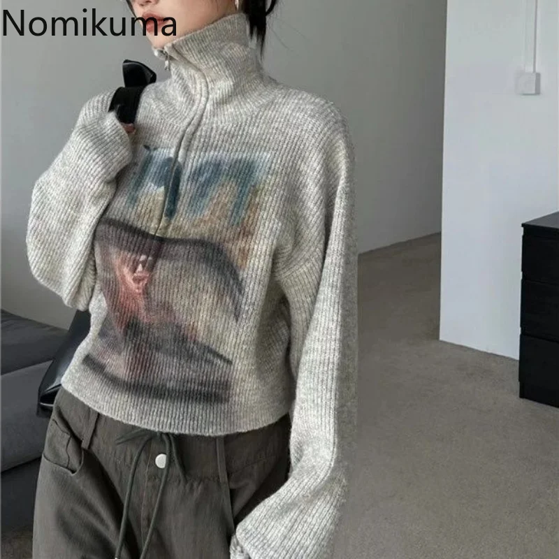 

Nomikuma Pull Femme Hiver 2022 Turtleneck Tie Dyed Loose Knitted Sweaters for Women Fashion 2022 Vintage Casual Jersey Mujer