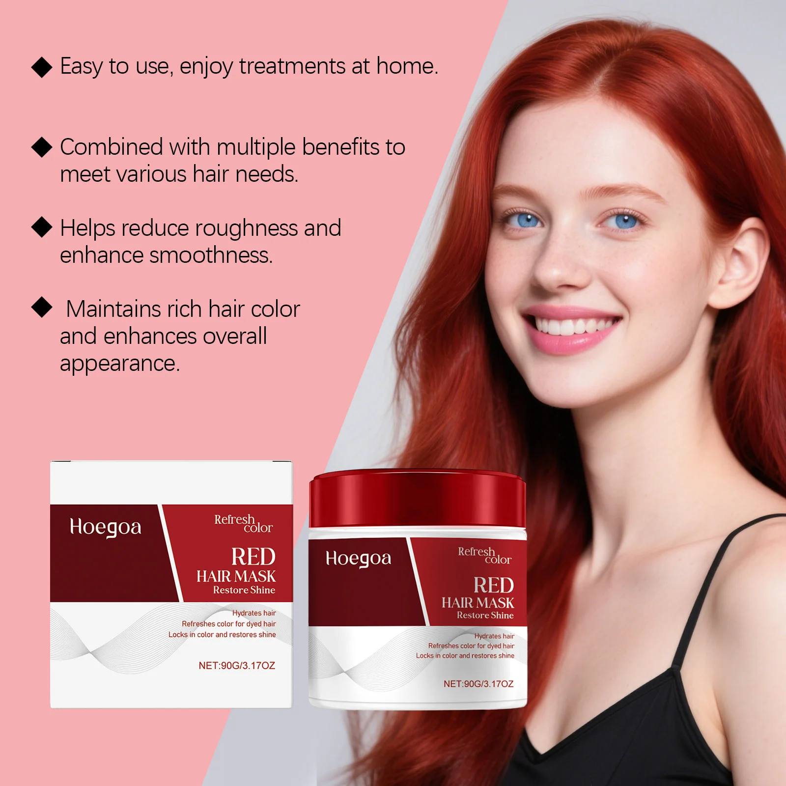 Maschera per Capelli Colorante, Idratante e Riparatrice Profonda, Migliora il Colore dei Capelli nei Tonalità Rosso, Blu, Marrone, Aumenta la Lucentezza, Riduce l'Estensione del Colore - immagine 3