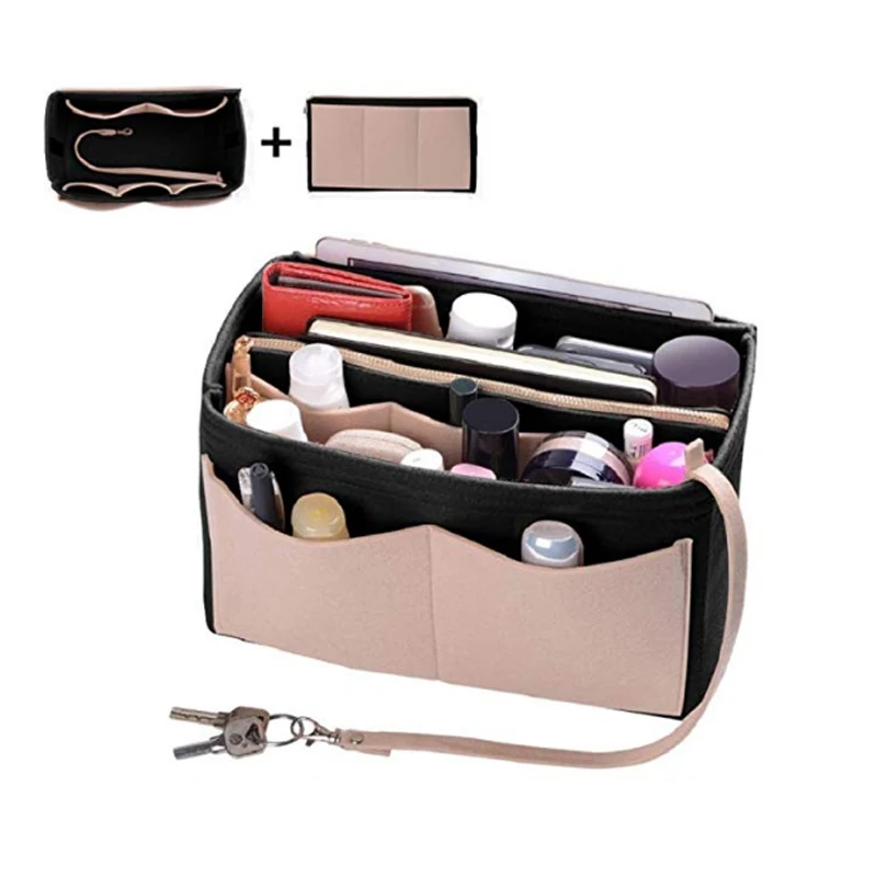 Felt Cloth Handbag Insert Bag Makeup Organizer Travel Portable Cosmetic Bags Felt Bag Inner Purse Fits in Speedy Neverfull