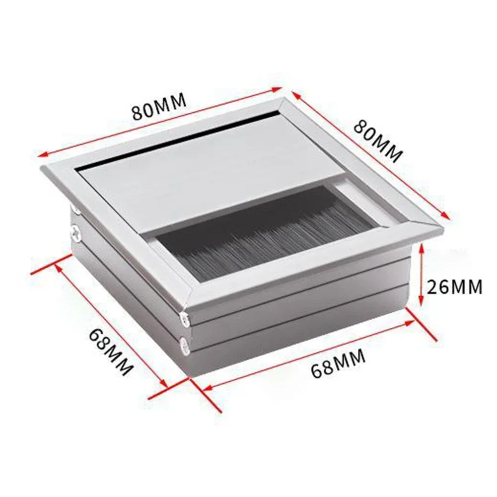 Desk Cord Grommet Wire Hole Cover Line Outlet Port Threading Box Cover Cable Passing Box 80x80MM Office Table Cable Organizer